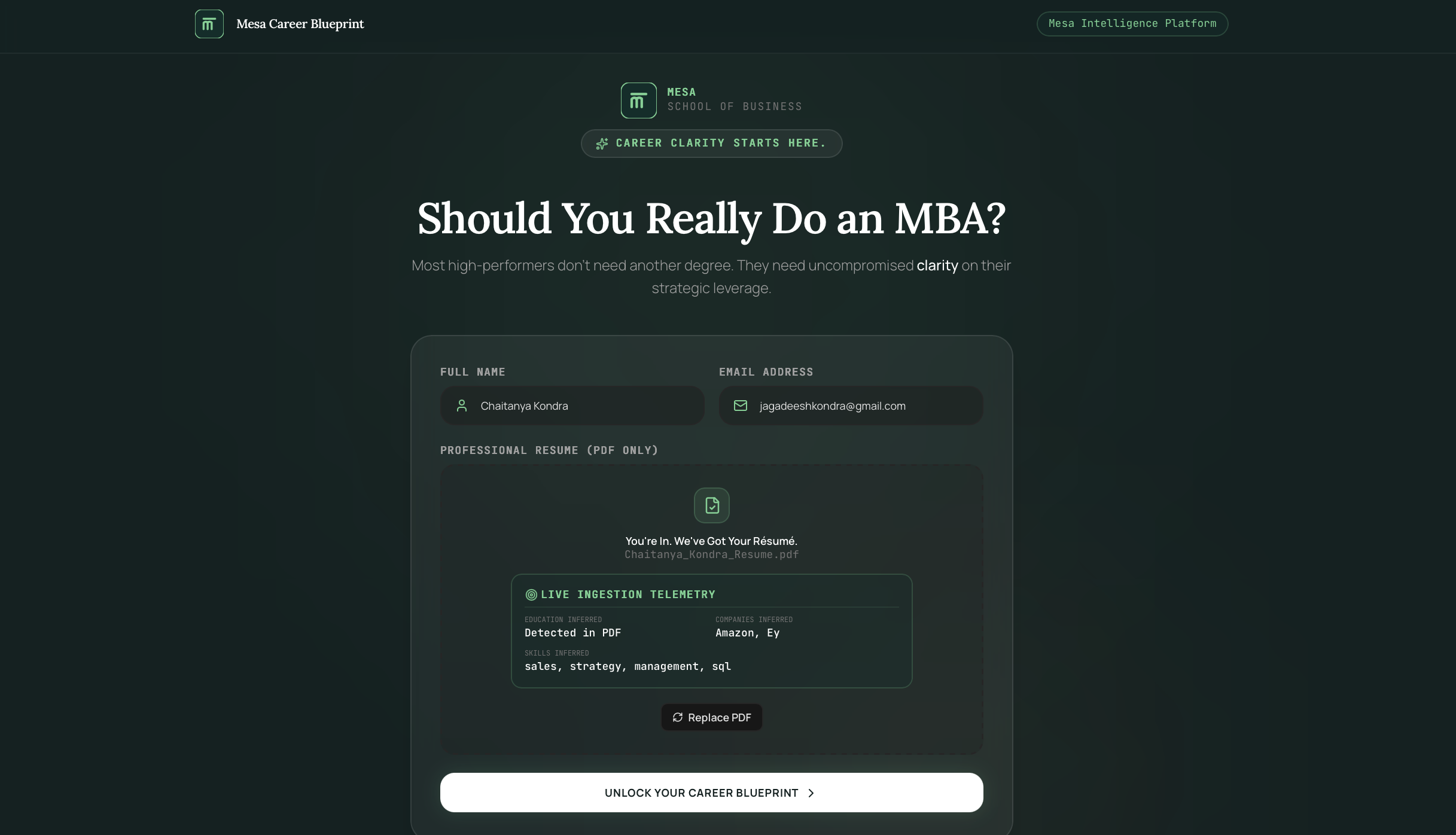 Mesa Career Blueprint